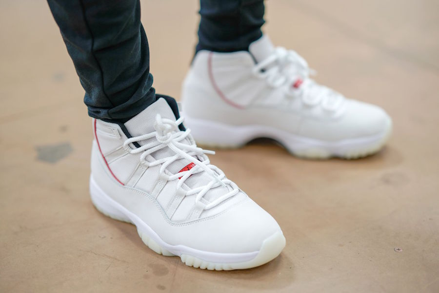 Air Jordan 11 Platinum Tint White Red Women Shoes